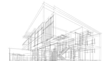 Ev kavramı kroki 3d çizim