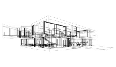 Ev kavramı kroki 3d çizim