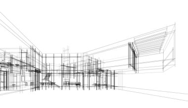 Ev kavramı kroki 3d çizim