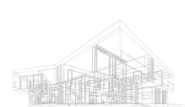 Ev kavramı kroki 3d çizim