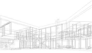 Ev kavramı kroki 3d çizim