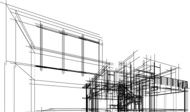 Ev kavramı kroki 3d çizim