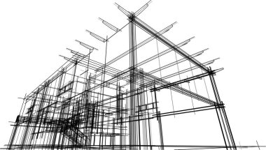 Ev kavramı kroki 3d çizim