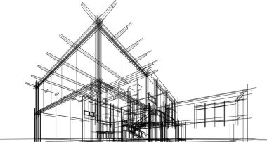 Ev kavramı kroki 3d çizim