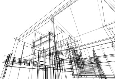 Ev kavramı kroki 3d çizim