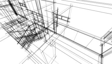 Ev kavramı kroki 3d çizim