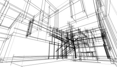 Ev kavramı kroki 3d çizim