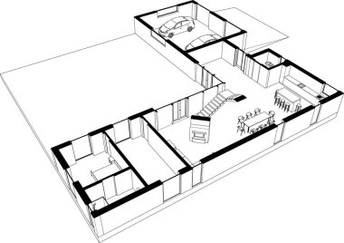 Ev kavramı kroki 3d çizim