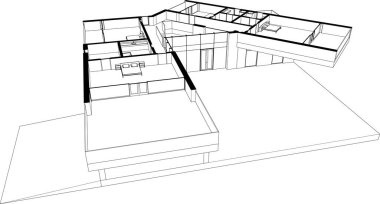 Ev kavramı kroki 3d çizim