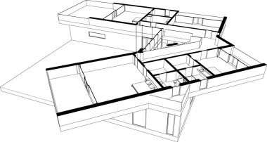 Ev kavramı kroki 3d çizim