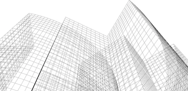 Abstrakte Architektonische Tapete Hohe Gebäude Design Digitales Konzept Hintergrund — Stockvektor