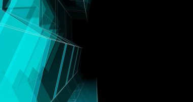 abstract blue architectural wallpaper skyscraper design, digital concept background