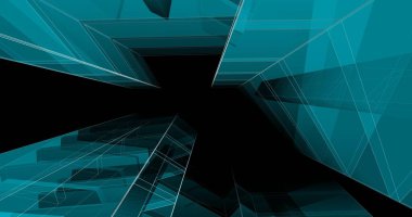 abstract blue architectural wallpaper skyscraper design, digital concept background