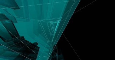 abstract blue architectural wallpaper skyscraper design, digital concept background