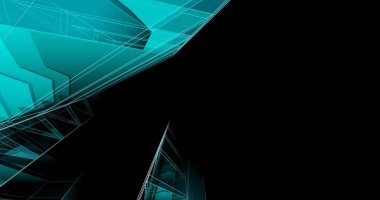 abstract blue architectural wallpaper skyscraper design, digital concept background