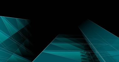 abstract blue architectural wallpaper skyscraper design, digital concept background