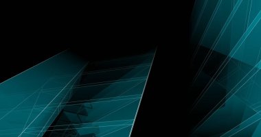 abstract blue architectural wallpaper skyscraper design, digital concept background