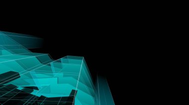 abstract blue architectural wallpaper skyscraper design, digital concept background