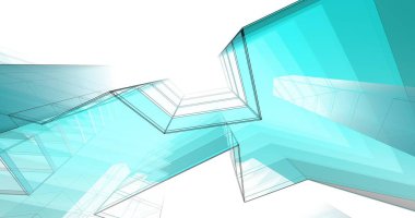 abstract blue architectural wallpaper high building design, digital concept background