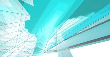 abstract blue architectural wallpaper high building design, digital concept background