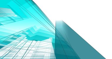 abstract blue architectural wallpaper high building design, digital concept background