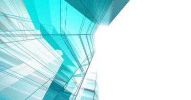 abstract blue architectural wallpaper high building design, digital concept background