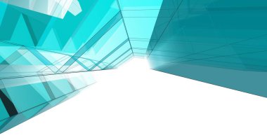 abstract blue architectural wallpaper high building design, digital concept background