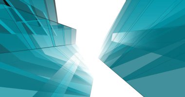abstract blue architectural wallpaper high building design, digital concept background
