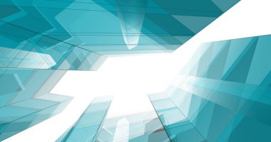 abstract blue architectural wallpaper high building design, digital concept background