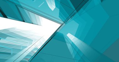 abstract blue architectural wallpaper high building design, digital concept background