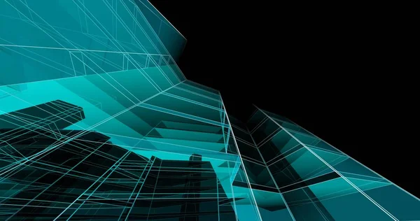 Abstract Blue Architectural Wallpaper Skyscraper Design Digital Concept Background — Fotografia de Stock