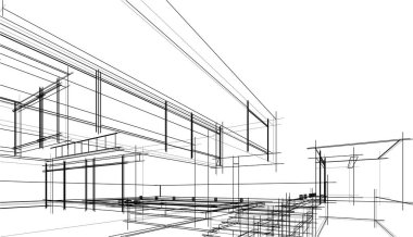 Ev kavramı kroki 3d çizim