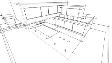 Ev kavramı kroki 3d çizim