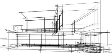 Ev kavramı kroki 3d çizim