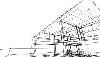 Ev kavramı kroki 3d çizim
