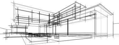 Ev kavramı kroki 3d çizim