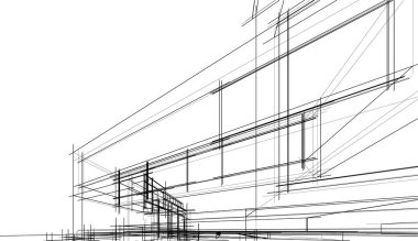 Ev kavramı kroki 3d çizim