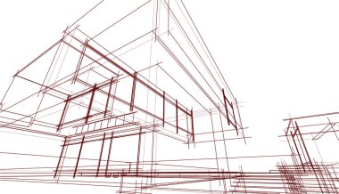 Ev kavramı kroki 3d çizim