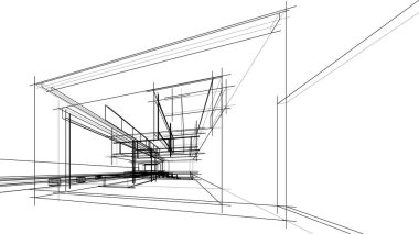 Ev kavramı kroki 3d çizim