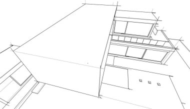 Ev kavramı kroki 3d çizim