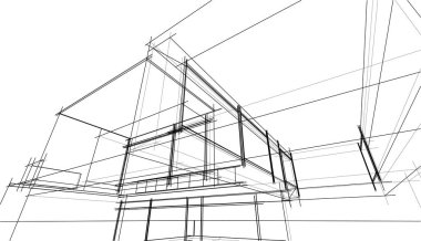 Ev kavramı kroki 3d çizim