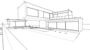 Ev kavramı kroki 3d çizim