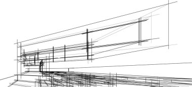 Ev kavramı kroki 3d çizim