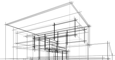 Ev kavramı kroki 3d çizim