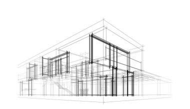 Ev kavramı kroki 3d çizim