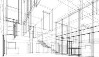 Ev kavramı kroki 3d çizim