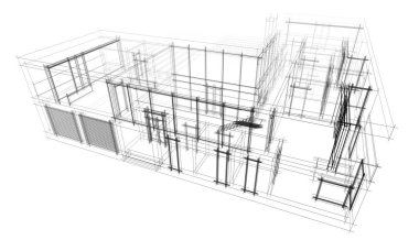Ev kavramı kroki 3d çizim