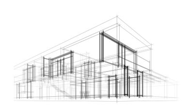 Ev kavramı kroki 3d çizim