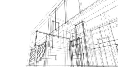 Ev kavramı kroki 3d çizim