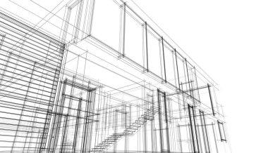 Ev kavramı kroki 3d çizim